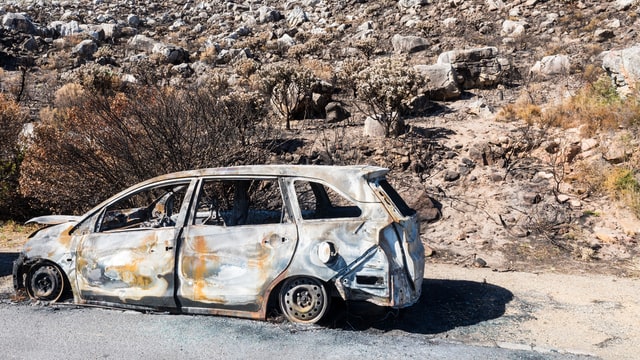 Old, broken down, junk car